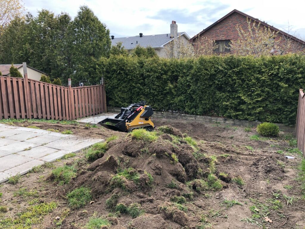 sodding GTA in progress of backyard sodding GTA